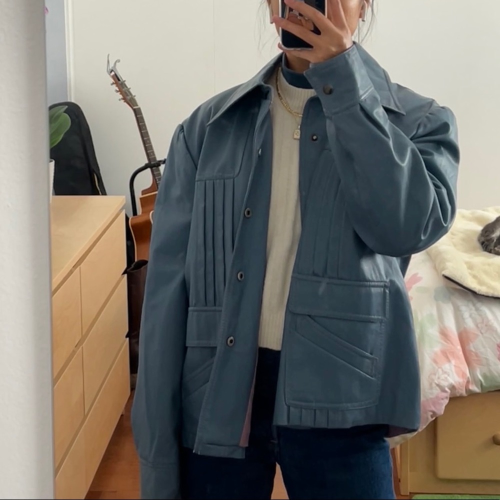 Vintage Blue Western Leather Jacket